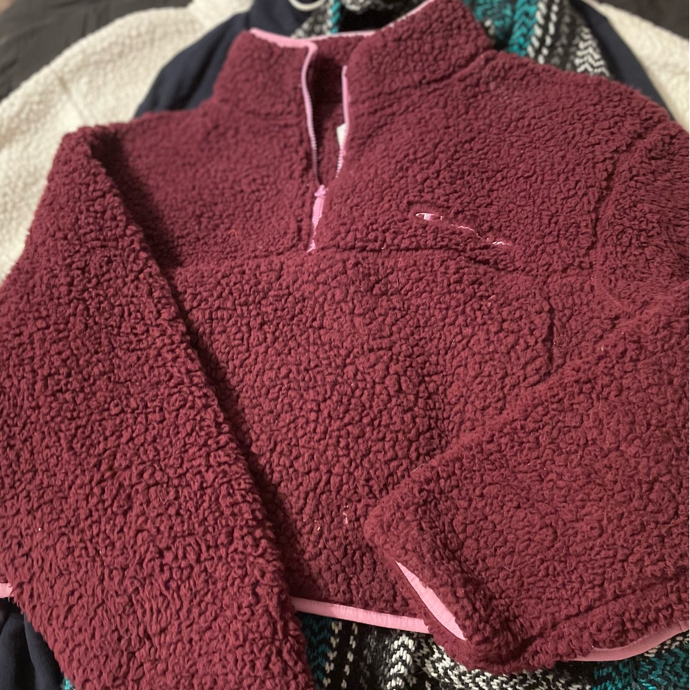 Maroon Champion Cropped Sherpa Pullover